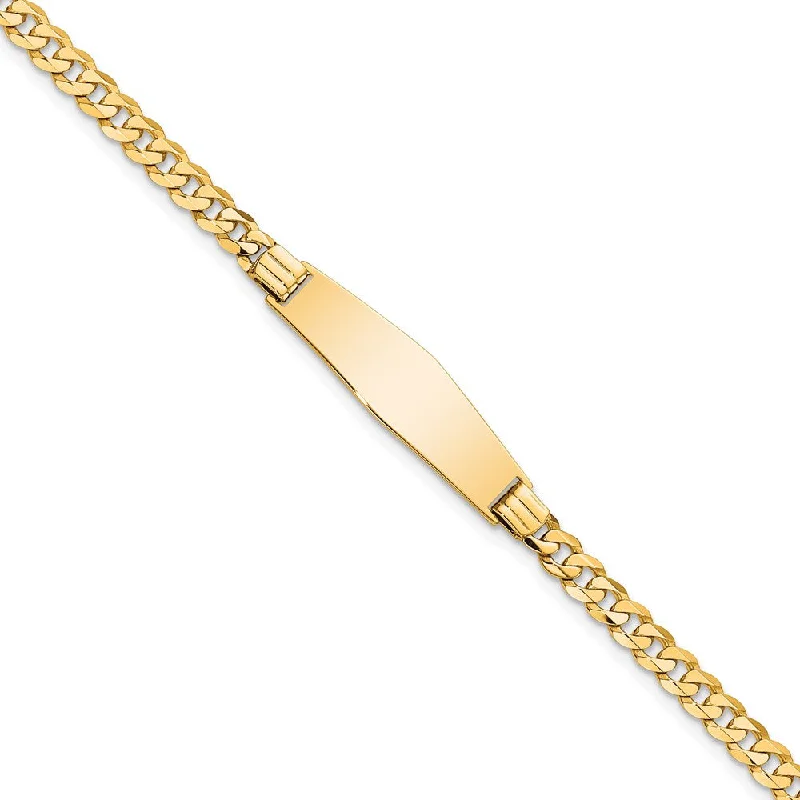 Women’s fine jewelry bracelets-14K Soft Diamond Shape Curb Link ID Bracelet-WBC-LID61C-8