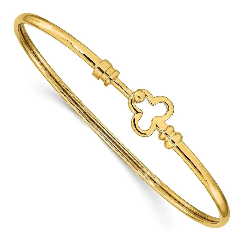 Women’s trendy bracelets-14k Yellow Gold 2.8mm Polished Clover Flexible Bracelet