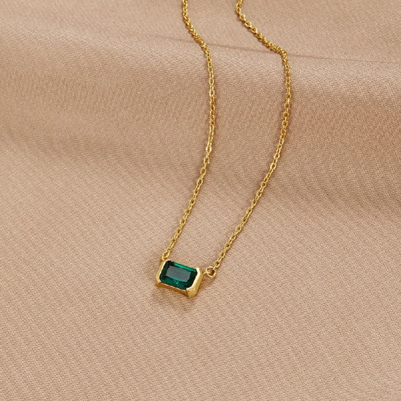 Women’s heart-shaped necklaces-Monica Green Emerald Necklace