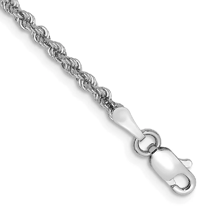 Women’s beaded bangles-14k White Gold 2.25mm Regular Rope Chain Bracelet, 7"