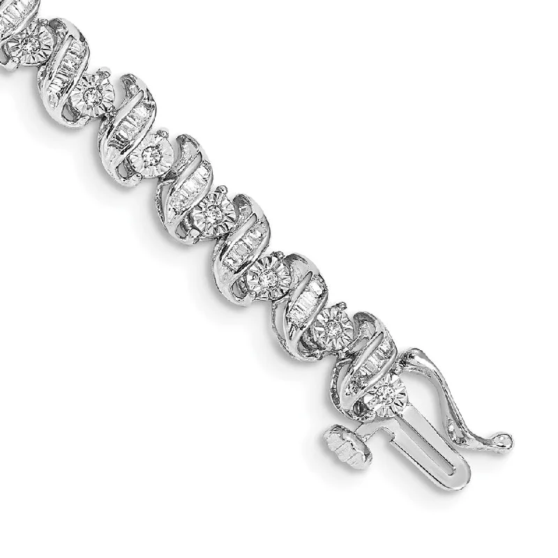 Women’s handmade bracelets-14k White Gold Diamond Bracelet-WBC-BM4646-100-WA