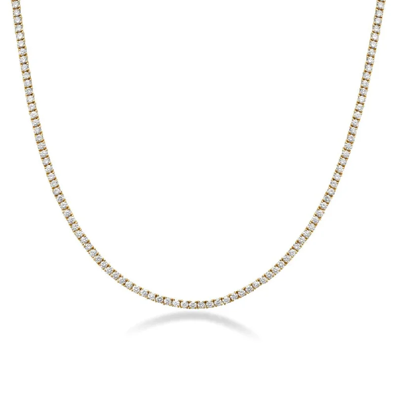 Women’s adjustable necklaces-Lab Grown Diamond Tennis Necklace (7.50 ct.) 2.3 mm 4-Prongs Setting in 14K Gold