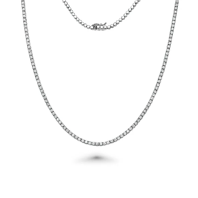 Women’s rose gold necklaces-HalfWay Diamond Tennis Necklace (5.00 ct.) 2.3 mm 4-Prongs Setting in 14K Gold