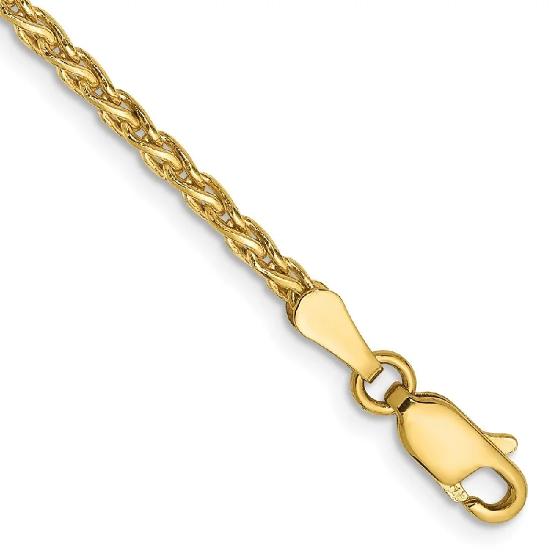 Women’s infinity bangles-14k Yellow Gold 2.25mm Parisian Wheat Chain Bracelet, 7"