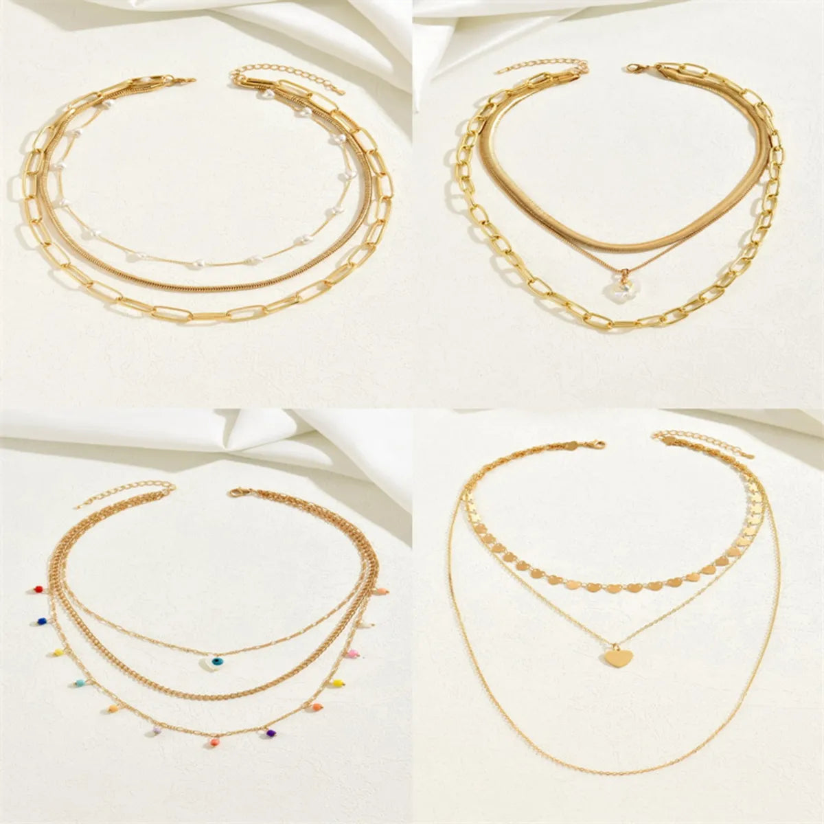 Women’s bold chain necklaces-Simple Style Heart Shape Alloy Plating Gold Plated Women's Layered Necklaces