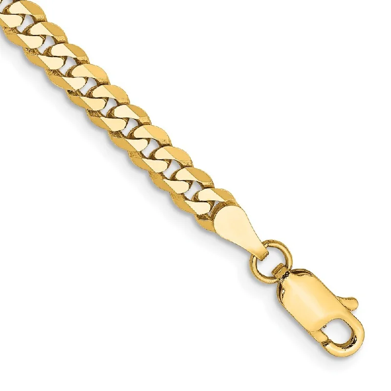 Women’s luxury gold bracelets-14k Yellow Gold 3.9mm Flat Beveled Curb Chain Bracelet, 7"