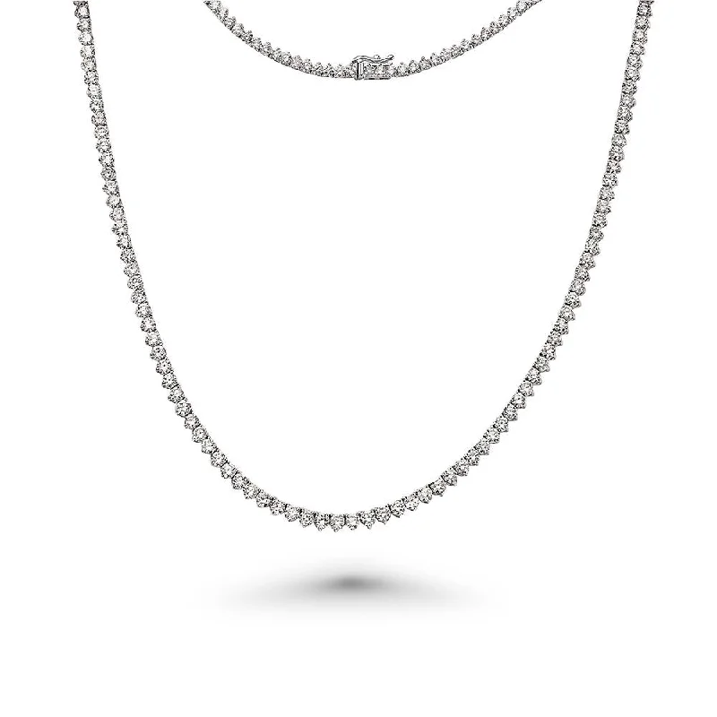 Women’s vintage necklaces-Diamond Tennis Necklace (13.00 ct.) 3 mm 3-Prongs Setting in 14K Gold