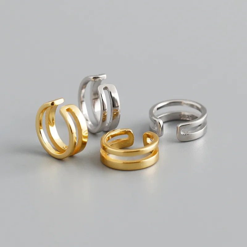 Women’s custom gold rings-Fashion Geometric Sterling Silver Plating Ear Clips 1 Piece